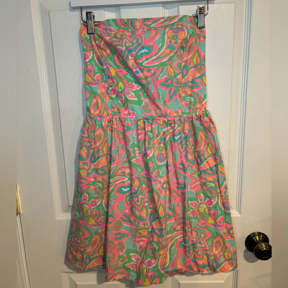 Lilly Pulitzer Chandie Strapless Dess Sand Bar Blu Medium - Picture 1 of 10